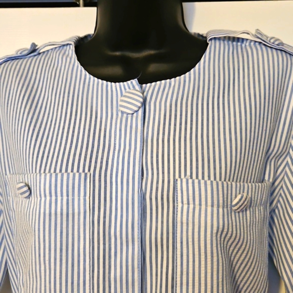 Kenny Classics seersucker Striped Blue Dress